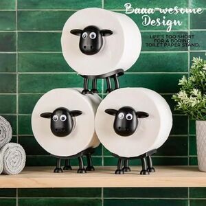 Set of 3x Cute Sheep Toilet Paper Holder – Funny Bathroom Decor Roll Stand